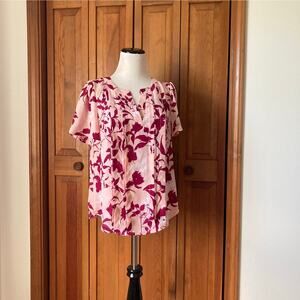 Liz Claiborne Floral Chiffon Pullover Blouse, Size XS